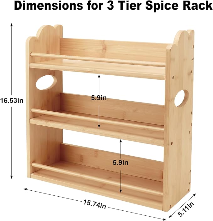 Bamboo Spice Rack Organizer