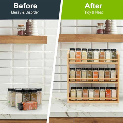 Bamboo Spice Rack Organizer