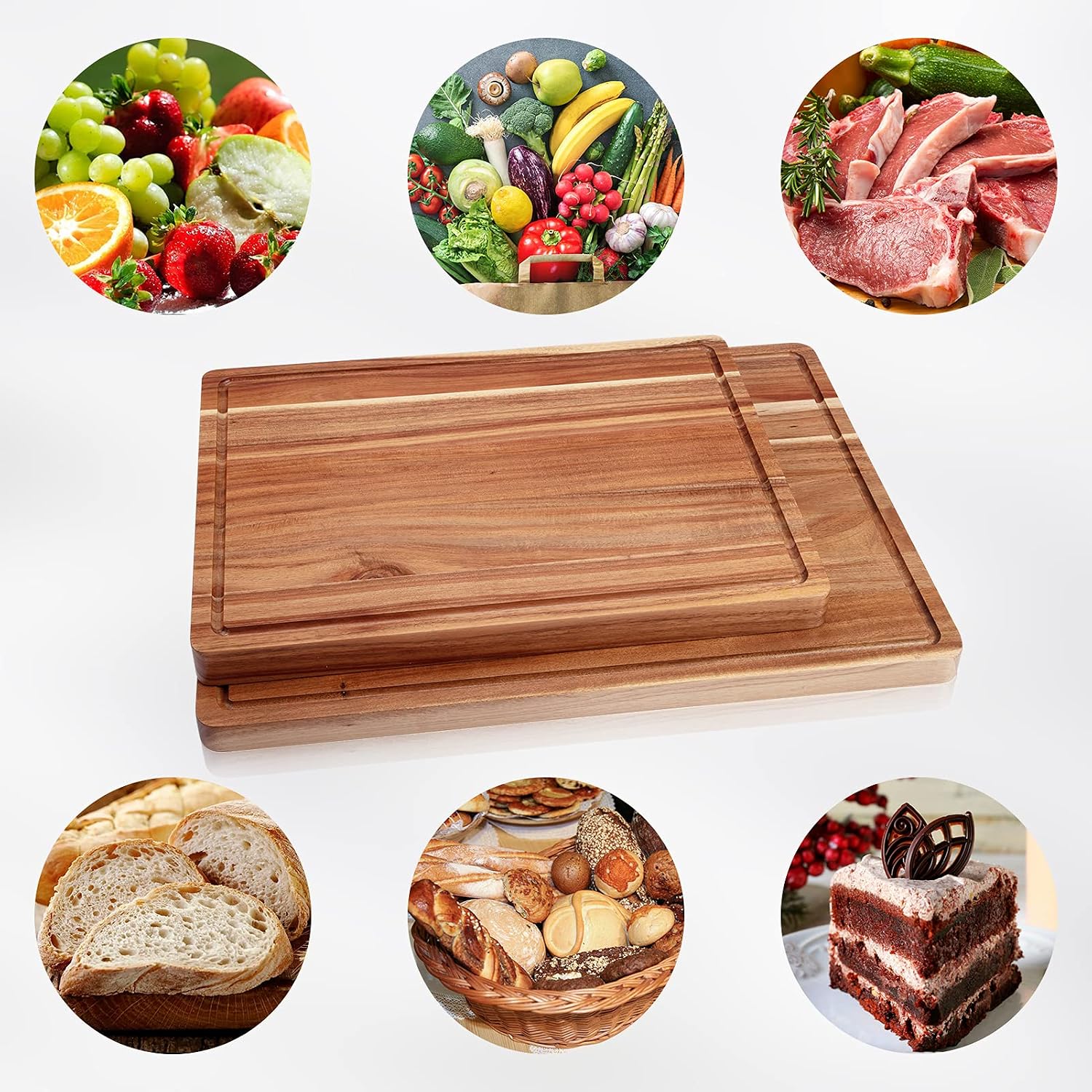 Non-Slip Acacia Wood Cutting Board